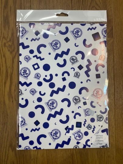 White with Blue Squiggles Gift Wrap