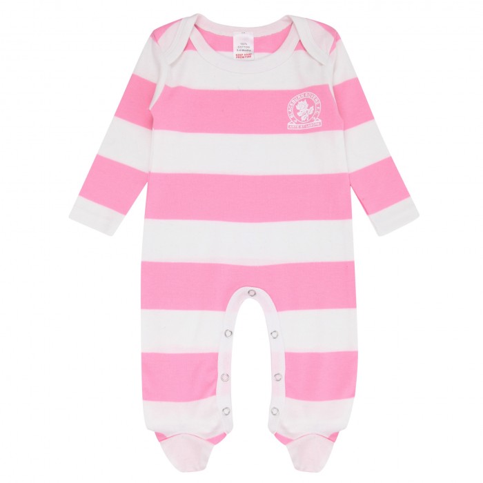 Pink/White Hooped Sleepsuit