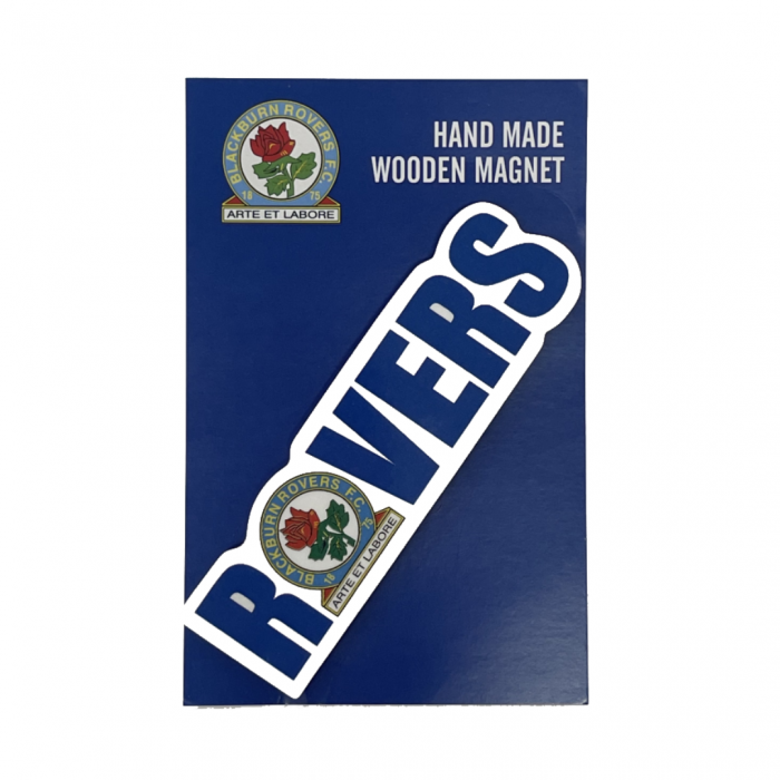 Blackburn Rovers Wooden Magnet spelling 'Rovers' with the Blackburn Rovers crest