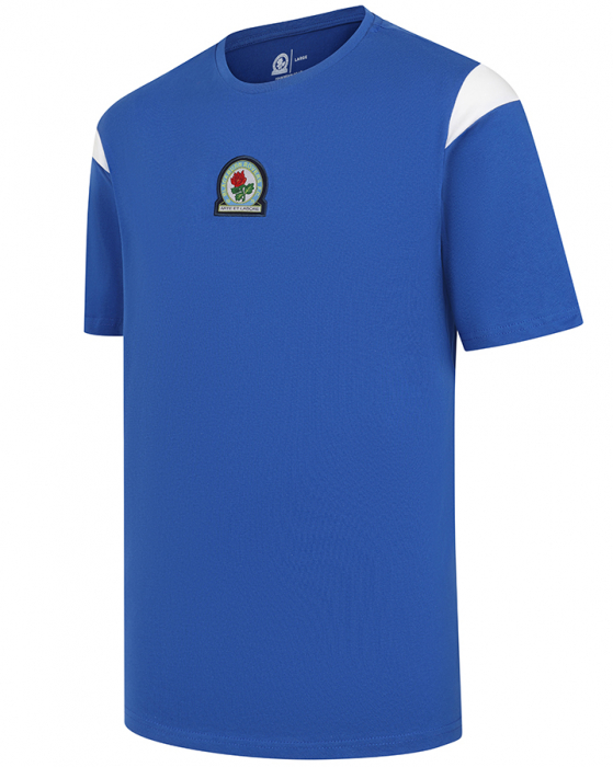 Royal tshirt with central crest logo, white sleeve strips and 1875 printed on neck