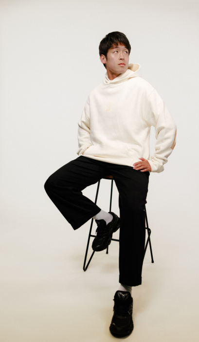 Neutral Edit Typographic Hoodie – Ecru